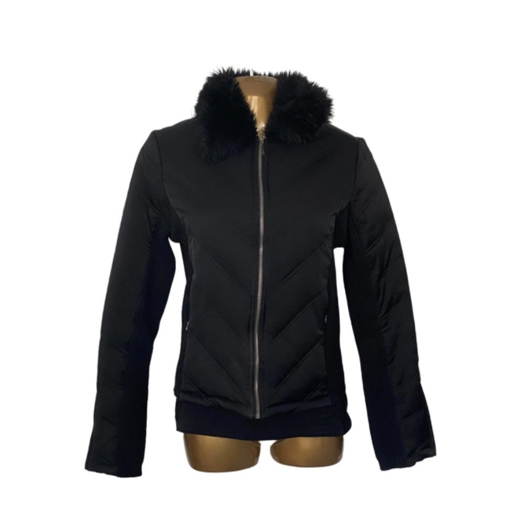 90s Black Fitted Bomber Puffer Jacket | G-Brand Black Short Jacket